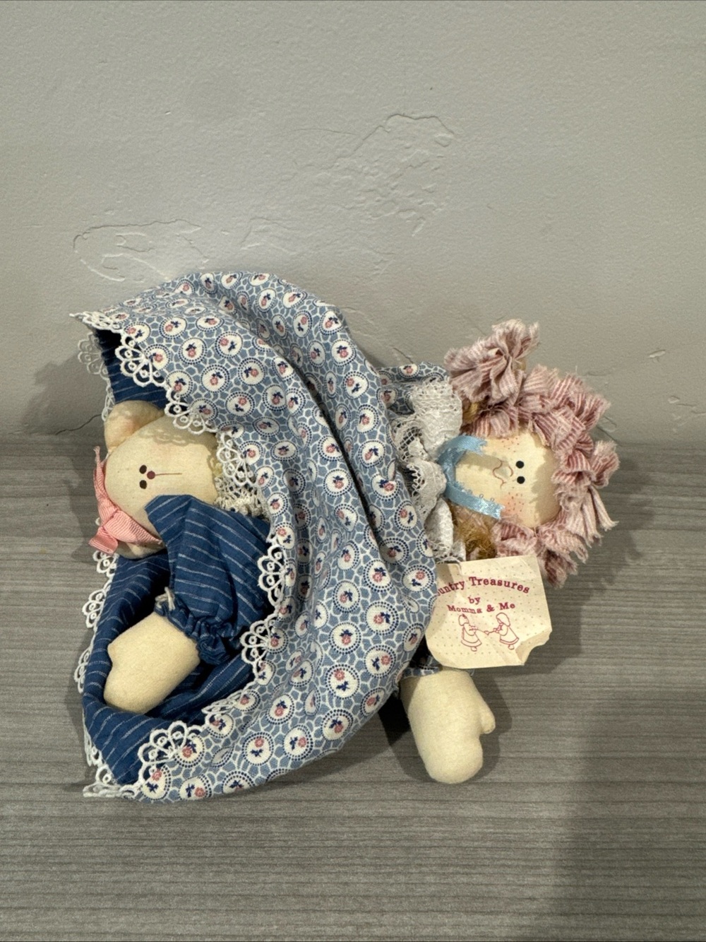 Country Treasures Handmade Doll Girl Bear Topsy Turvy 9” Vintage Dress Floral